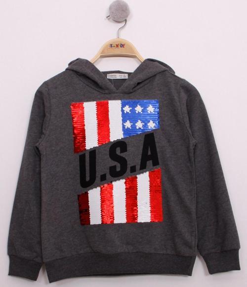 Toontoy Erkek Çocuk Pullu U.S.A Bayraklı Nakışlı Sweatshirt