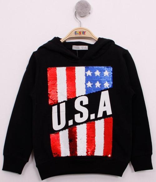 Toontoy Erkek Çocuk Pullu U.S.A Bayraklı Nakışlı Sweatshirt
