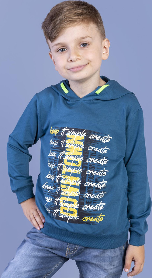 Toontoy Erkek Çocuk Kapüşonlu Baskılı Sweatshirt