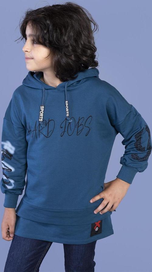 Toontoy Erkek Çocuk Kapüşonlu Baskılı Sweatshirt