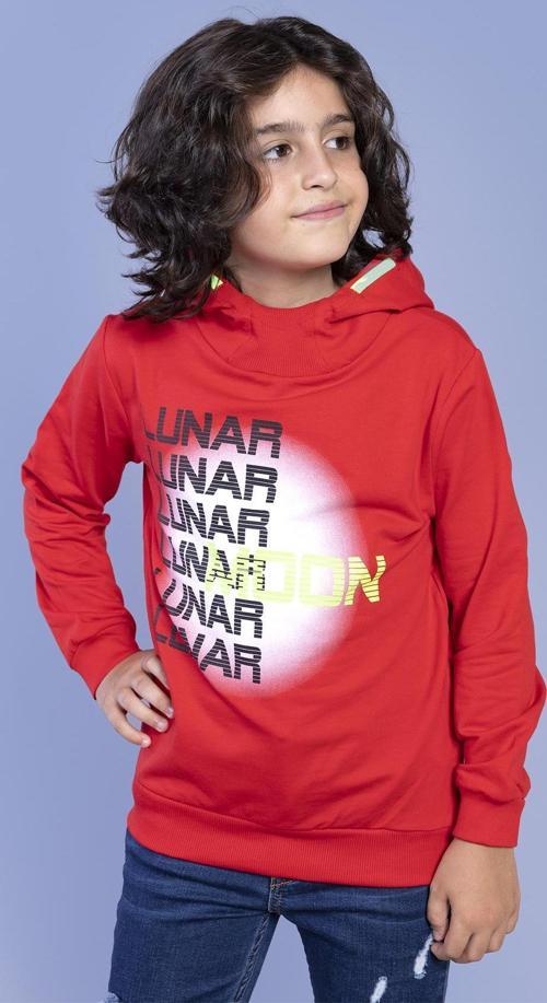 Toontoy Erkek Çocuk Kapüşonlu Baskılı Sweatshirt