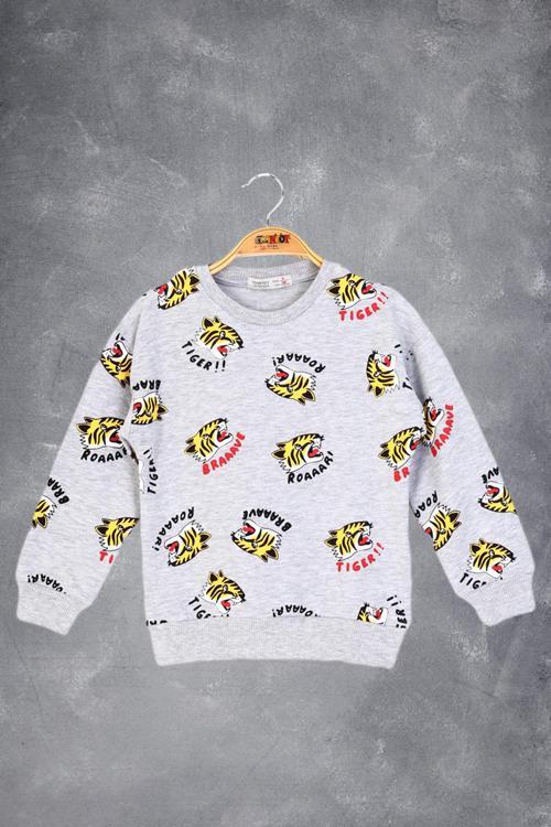Toontoy Erkek Çocuk Tıger Baskılı Sweatshirt