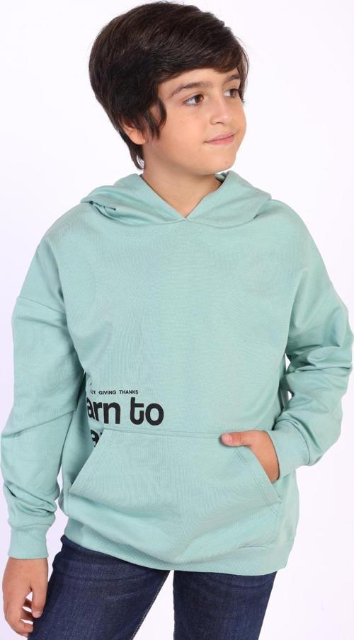 Toontoy Erkek Çocuk Kapüşonlu Kanguru Cepli Baskılı Sweatshirt