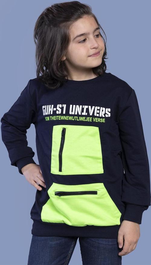 Toontoy Erkek Çocuk Baskılı Neon Cepli Sweatshirt
