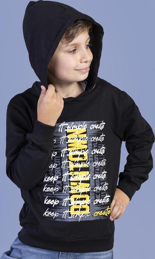 Toontoy Erkek Çocuk Kapüşonlu Baskılı Sweatshirt
