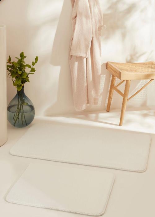 Feather 2'li Banyo Paspası Beyaz