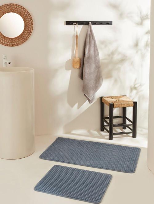 Ekose Embos 2'li Banyo Paspası İndigo