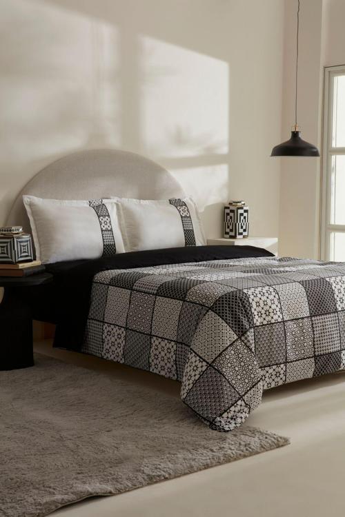 Blake %100 Pamuk Çift Kişilik Nevresim Takımı Siyah Beyaz