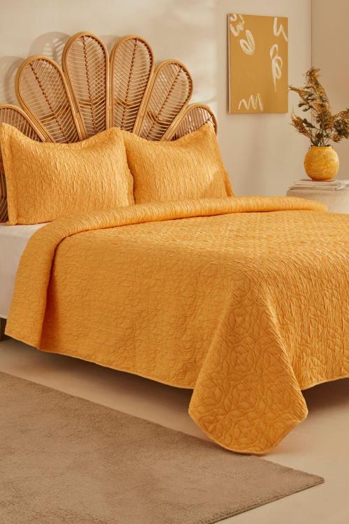 Rody Çift Kişilik Yatak Örtüsü Sarı