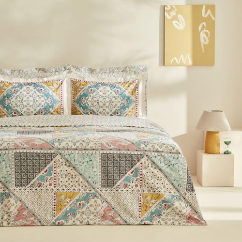 Edella %100 Pamuk Çift Kişilik Nevresim Takımı Multicolor