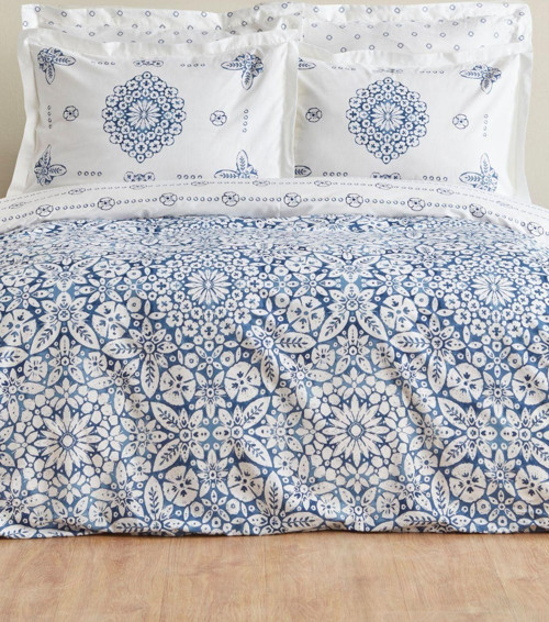 Ida Mavi % 100 Pamuk Çift Kişilik Nevresim Takımı