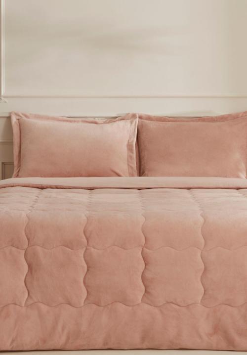 Flufy Tek Kişilik Soft Dream Comfort Set/Uyku Seti Pudra