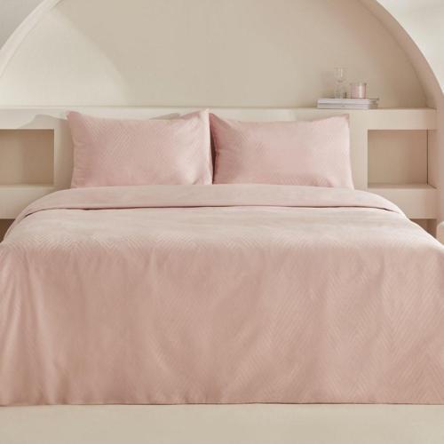 Charm Sion %100 Pamuk Jakarlı Saten King Size Nevresim Takımı Pudra