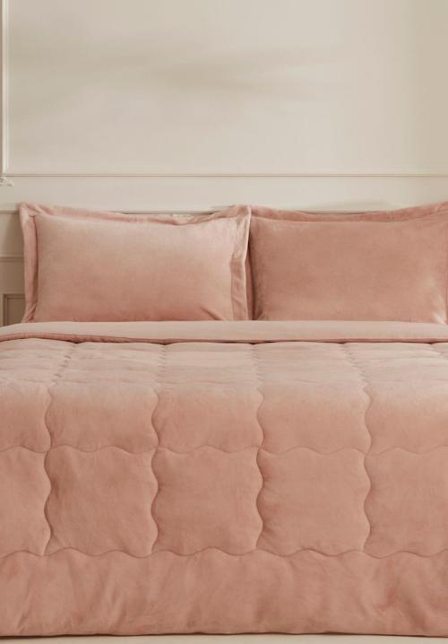 Flufy Çift Kişilik Soft Dream Comfort Set/Uyku Seti Pudra