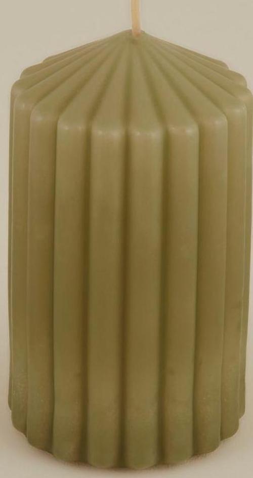 Stripped Sütun Mum Yeşil