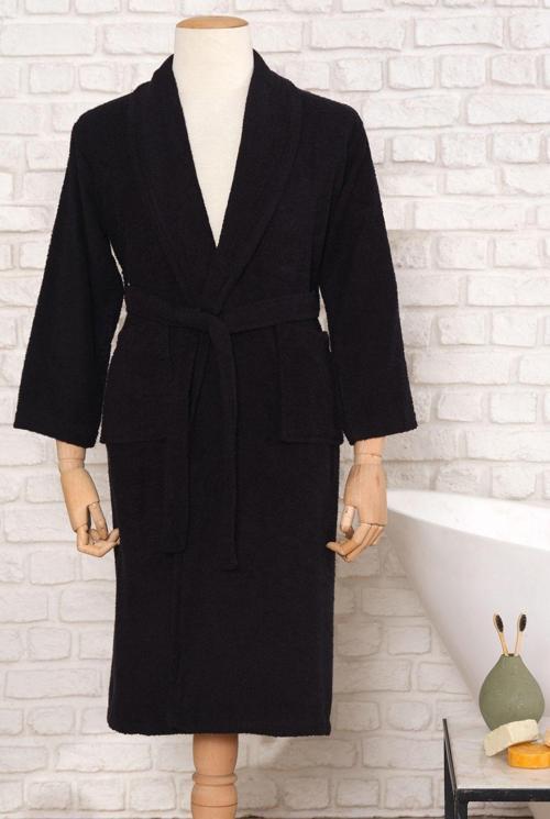 Daily Soft Siyah %100 Pamuk Erkek Bornoz L/XL