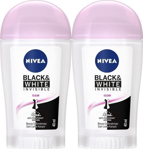 Kadın Stick Deodorant Black&white Invisible Clear 48 Saat Anti-perspirant Koruma 40ml X2 Adet