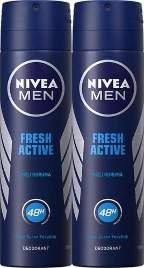 NIVEA Men Sprey Erkek Deodorant Fresh150 ml x2 Adet,48 Saat Koruma,Uzun Süren Ferahlık