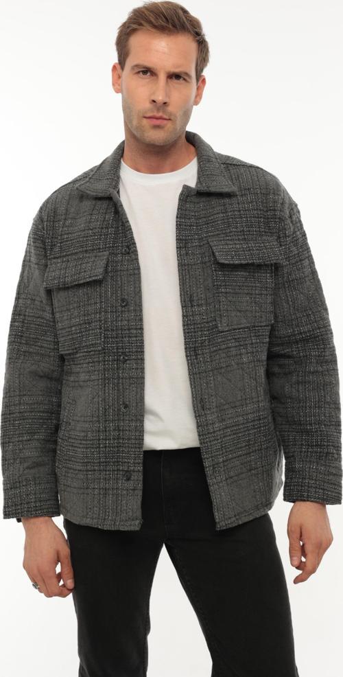 Füme Çizgili Kapitone Detaylı Regular Fit Ceket-2455