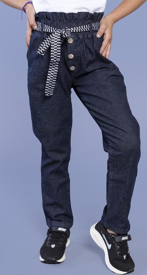 Toontoy Kız Çocuk Yüksek Bel İki Yanı Cepli Regular Fit Jean Pantolon