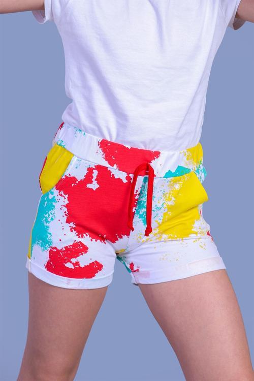 Toontoy Kız Çocuk Batik Desenli İki Yanı Cepli Şort