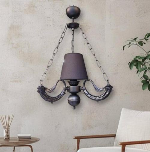 Tekli Riga Avize Zincirli Siyah Mantar Rengi Şapkalı 30x60 cm