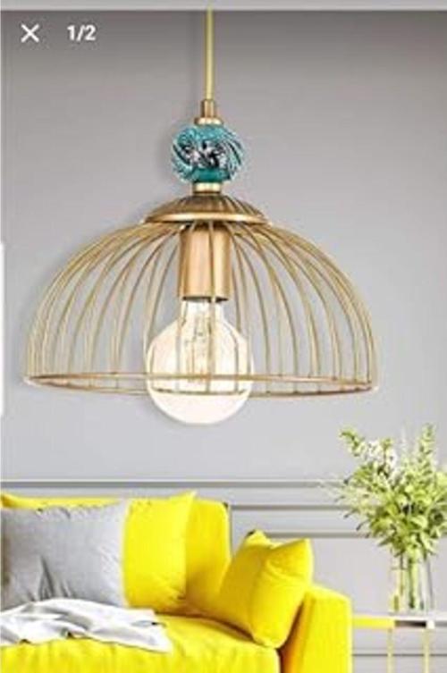 Efshopx Tekli Koşnitsa Sarkıt Avize Eskitme Yeşil Çinili Aydınlatma New Desing 1002192 34x48 cm