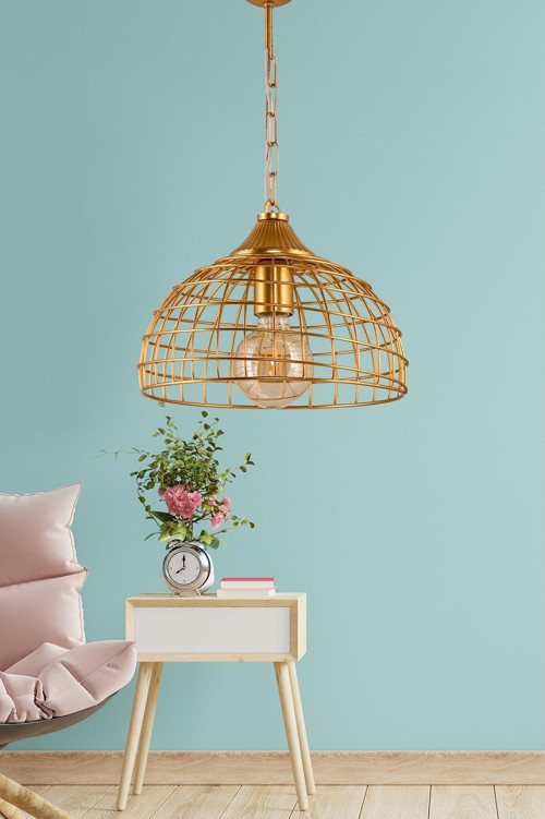 Tekli Tuna Sarkıt Mat Gold Avize 30x60 cm