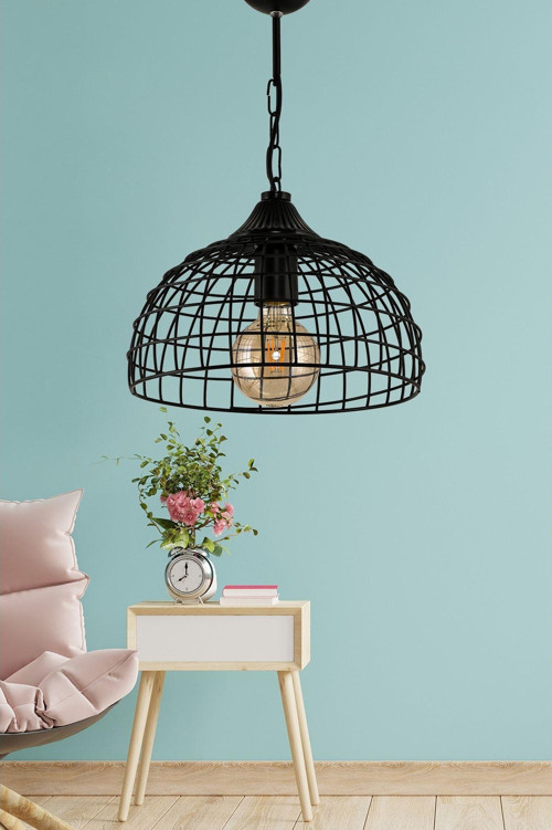 Tekli Tuna Sarkıt Siyah Avize 30x60 cm