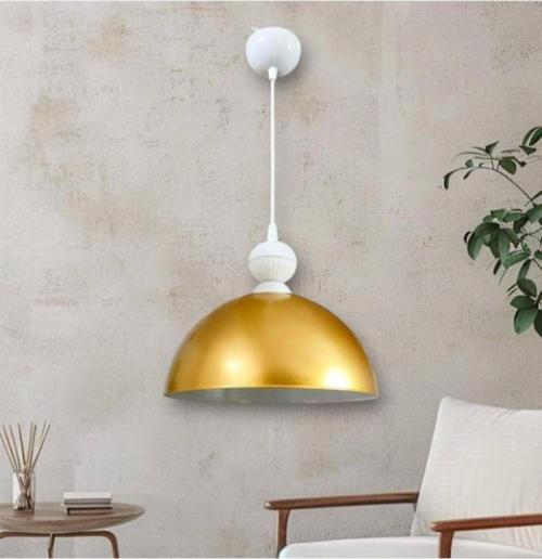 Tekli Banker Metal Sarkıt Avize Gold Beyaz 25x70 cm