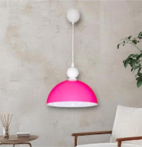 Tekli Banker Metal Sarkıt Avize Pembe Beyaz 25x70 cm