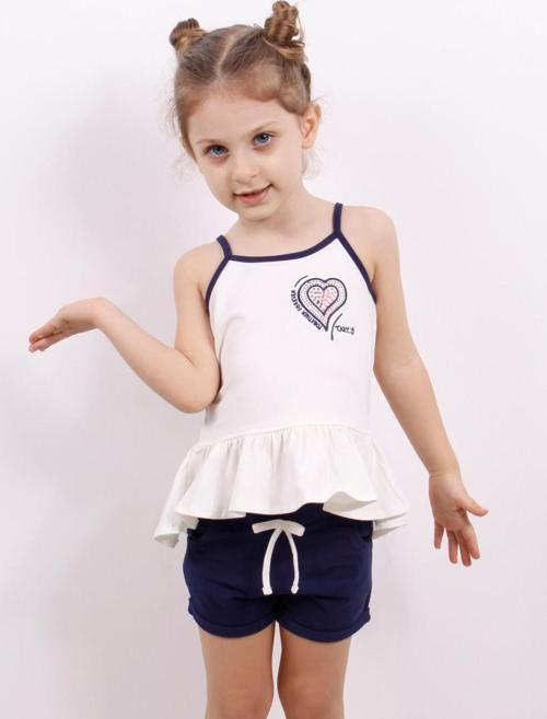 Toontoy Kız Çocuk Kalp Nakışlı Şortlu Takım