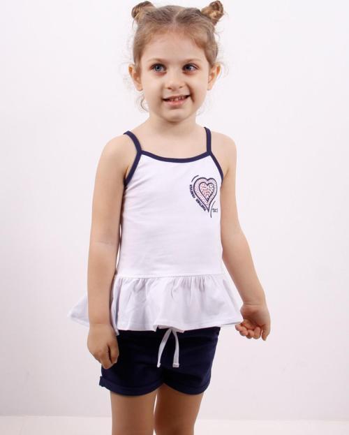 Toontoy Kız Çocuk Kalp Nakışlı Şortlu Takım