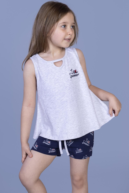 Toontoy Kız Çocuk I Love Summer Baskılı Şortlu Takım