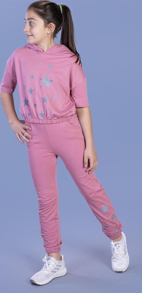 Toontoy Kız Çocuk Reflektörlü Yıldız Baskılı Eşofman Takımı