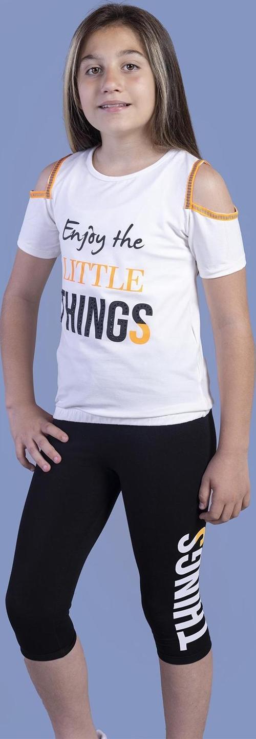 Toontoy Kız Çocuk Kolları Şerit Detaylı Baskılı Taytlı Takım