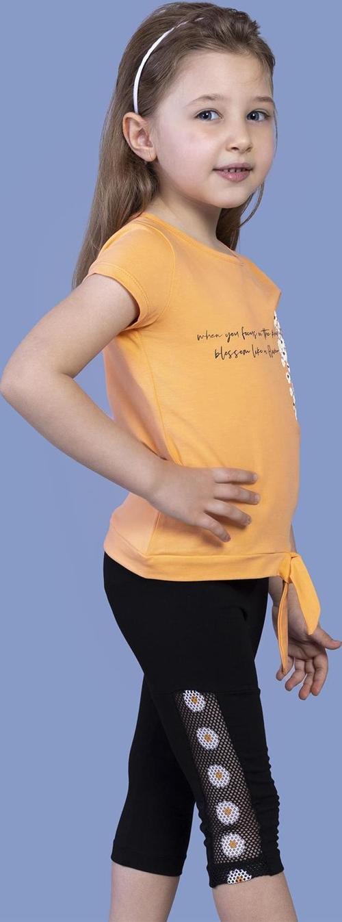 Toontoy Kız Çocuk Papatya Desenli Baskılı Taytlı Takım