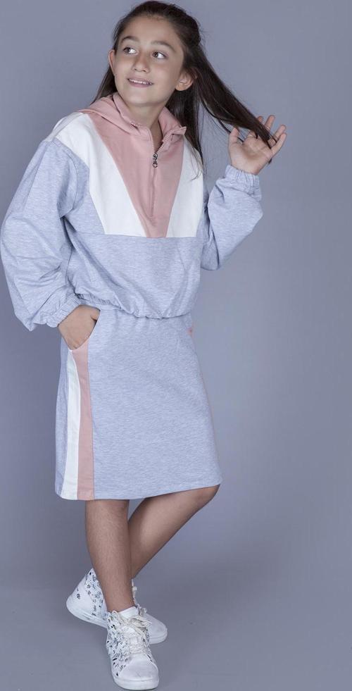 Toontoy Kız Çocuk Kapüşonlu Garni Etekli Takım