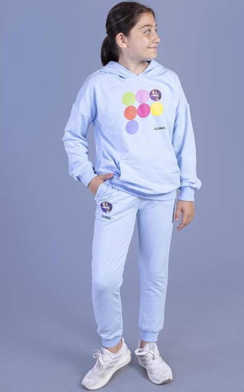 Toontoy Kız Çocuk Kanguru Cepli Kapüşonlu Eşofman Takımı