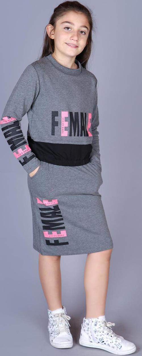 Toontoy Kız Çocuk Female Baskılı Etekli Takım