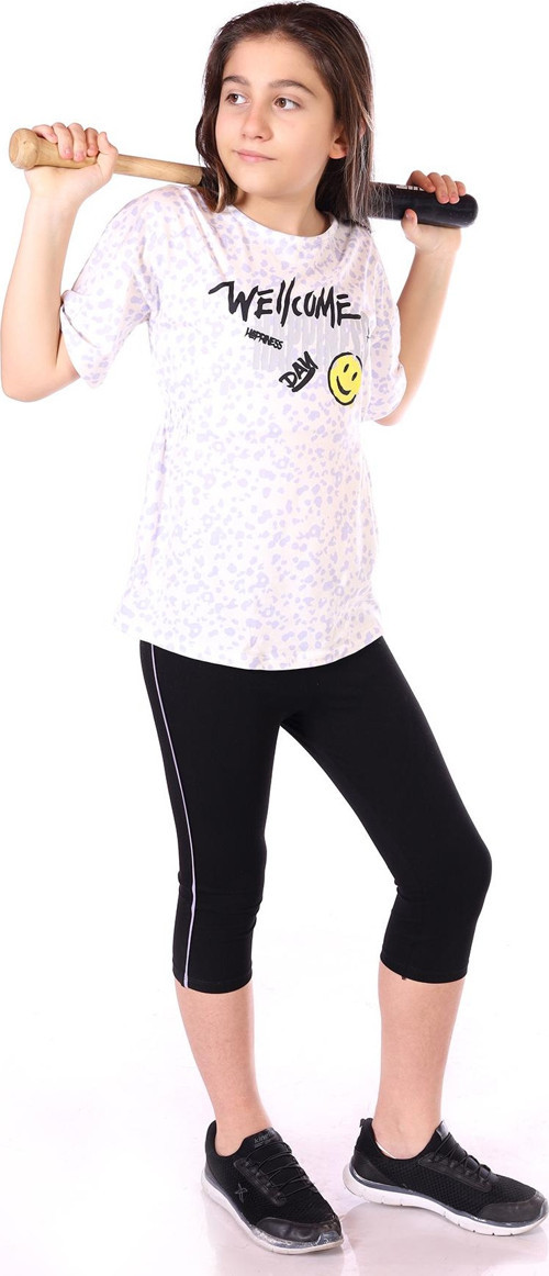 Toontoy Kız Çocuk Happiness Baskılı Kaprili Takım