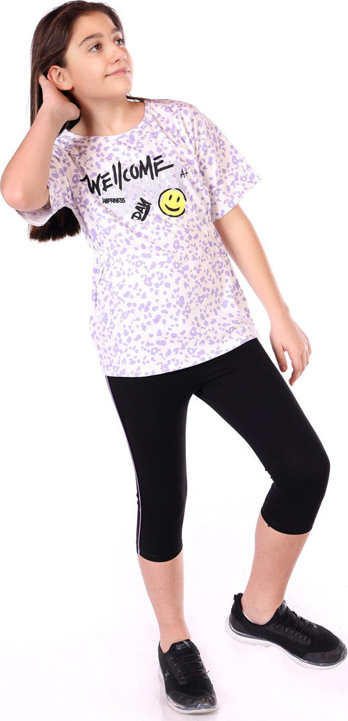 Toontoy Kız Çocuk Happiness Baskılı Kaprili Takım