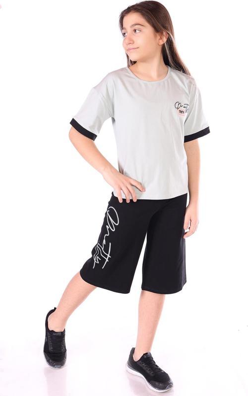 Toontoy Kız Çocuk Pretty Baskılı + Nakışlı Kaprili Takım