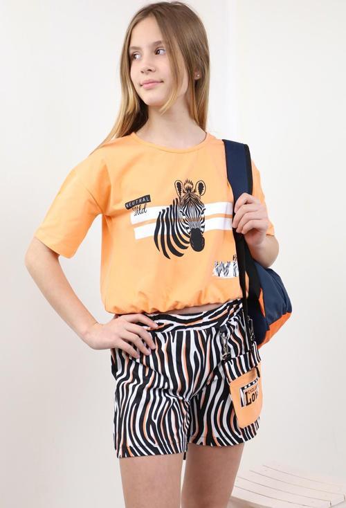 Toontoy Kız Çocuk Baskılı Şortlu Takım