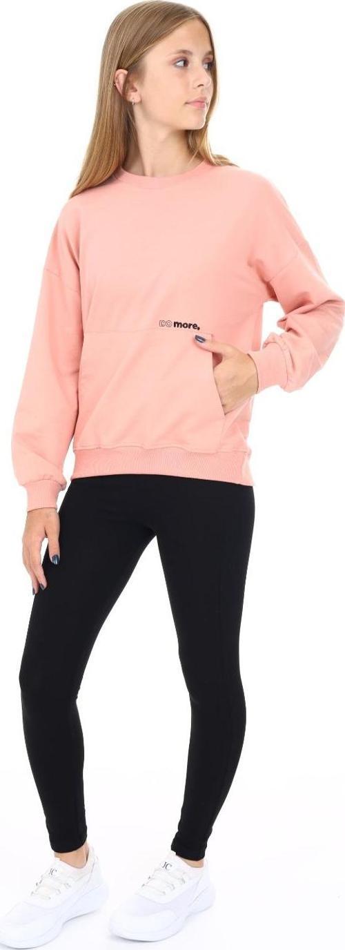 Toontoy Kız Çocuk Kanguru Cepli Do More Nakışlı Taytlı Takım