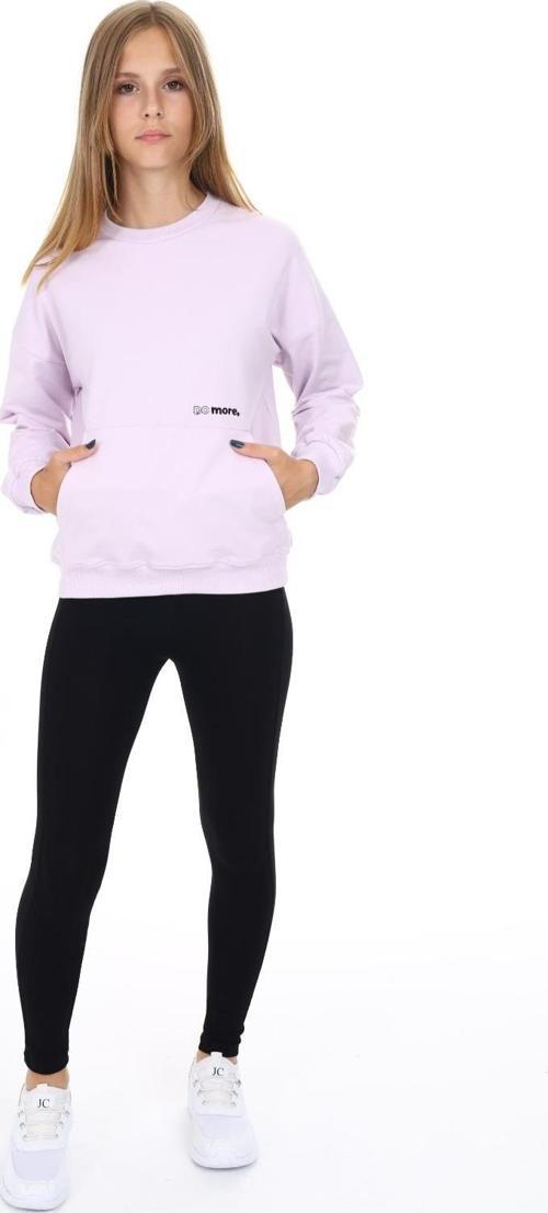 Toontoy Kız Çocuk Kanguru Cepli Do More Nakışlı Taytlı Takım