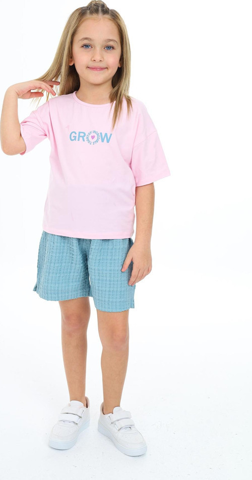 Toontoy Kız Çocuk Grow Baskılı Şortlu Takım