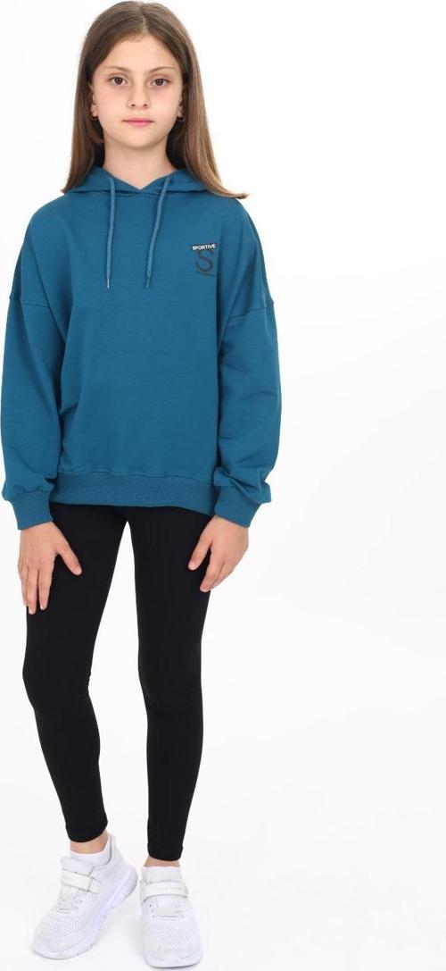 Toontoy Kız Çocuk Kapüşonlu Sportıve S Baskılı Taytlı Takım