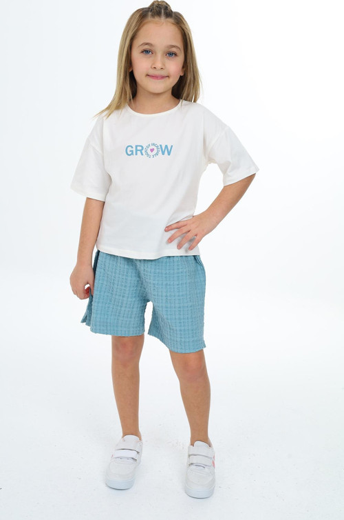Toontoy Kız Çocuk Grow Baskılı Şortlu Takım