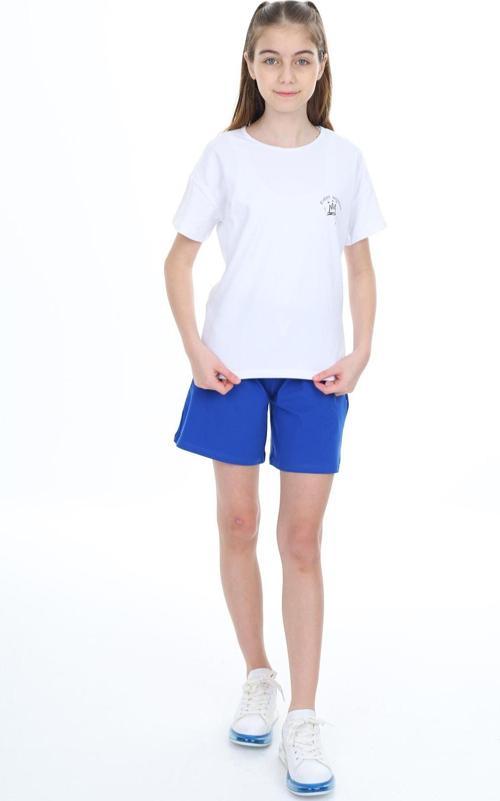 Toontoy Kız Çocuk Garni Detaylı Baskılı Şortlu Takım